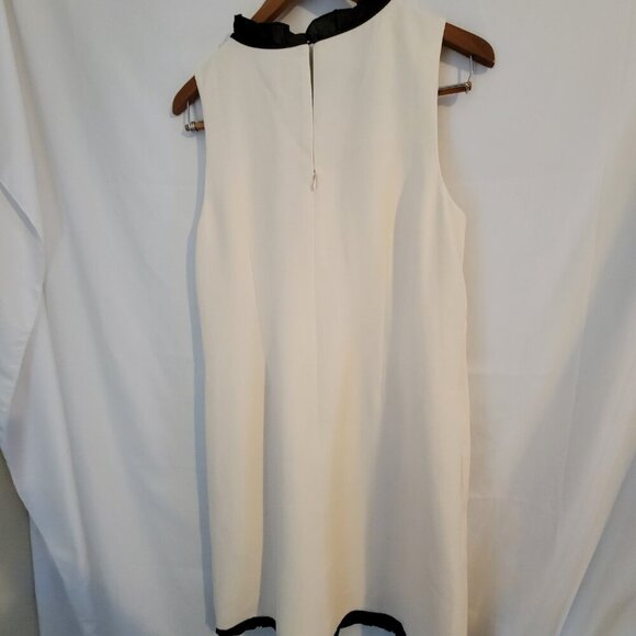 Women's J Crew 10 Ivory Black Crepe Dress Sleeveless - Picture 4 of 4